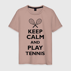 Футболка хлопковая мужская Keep Calm & Play tennis, цвет: пыльно-розовый