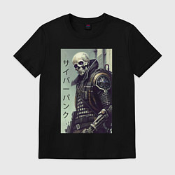 Футболка хлопковая мужская Cool skeleton - cyberpunk - hieroglyphs, цвет: черный