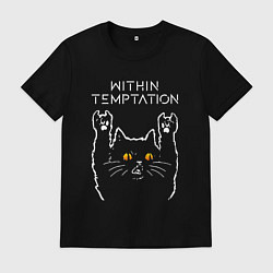 Футболка хлопковая мужская Within Temptation rock cat, цвет: черный