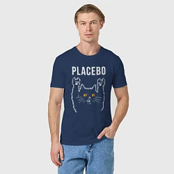 Футболка хлопковая мужская Placebo rock cat, цвет: тёмно-синий — фото 2