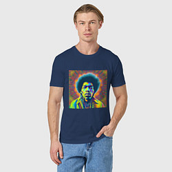 Футболка хлопковая мужская Jimi Hendrix Magic Glitch Art, цвет: тёмно-синий — фото 2