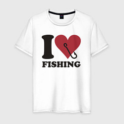 Футболка хлопковая мужская I love fishing, цвет: белый