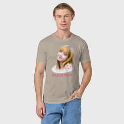 Футболка хлопковая мужская Lisa Blackpink, цвет: миндальный — фото 2