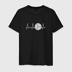 Футболка хлопковая мужская Сердце волейболиста, цвет: черный