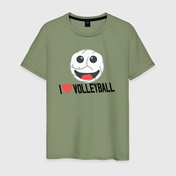 Футболка хлопковая мужская Волейбольный смайл, цвет: авокадо