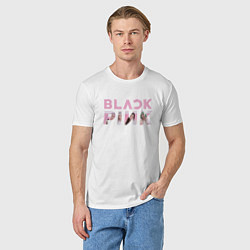 Футболка хлопковая мужская Blackpink logo Jisoo Lisa Jennie Rose, цвет: белый — фото 2