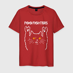 Футболка хлопковая мужская Foo Fighters rock cat, цвет: красный