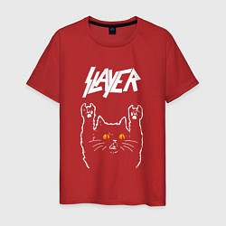 Футболка хлопковая мужская Slayer rock cat, цвет: красный