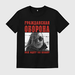 Футболка хлопковая мужская Летов - всё идёт по плану, цвет: черный