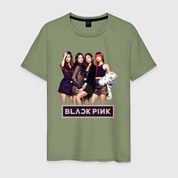 Футболка хлопковая мужская Rose Blackpink kpop, цвет: авокадо