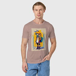 Футболка хлопковая мужская Fox cub - urban style - neural network, цвет: пыльно-розовый — фото 2