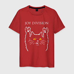 Футболка хлопковая мужская Joy Division rock cat, цвет: красный