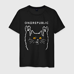 Футболка хлопковая мужская OneRepublic rock cat, цвет: черный