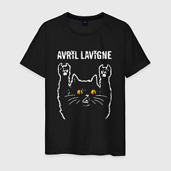 Футболка хлопковая мужская Avril Lavigne rock cat, цвет: черный