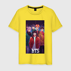 Футболка хлопковая мужская Kpop BTS art style, цвет: желтый