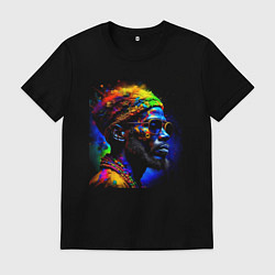 Футболка хлопковая мужская Красочный портрет от нейросети, цвет: черный