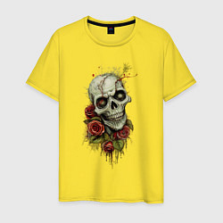 Футболка хлопковая мужская Зомби Цветы, цвет: желтый