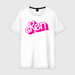 Футболка хлопковая мужская Логотип розовый Кен, цвет: белый