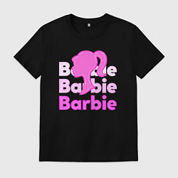 Футболка хлопковая мужская Логотип Барби объемный, цвет: черный