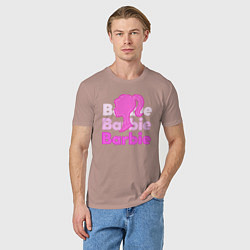 Футболка хлопковая мужская Логотип Барби объемный, цвет: пыльно-розовый — фото 2