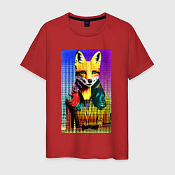 Футболка хлопковая мужская Fox girl - fashionista - pop art, цвет: красный