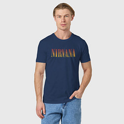 Футболка хлопковая мужская Nirvana logo, цвет: тёмно-синий — фото 2