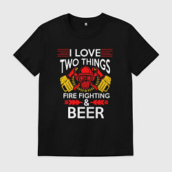 Футболка хлопковая мужская Борьба с огнём и пиво, цвет: черный