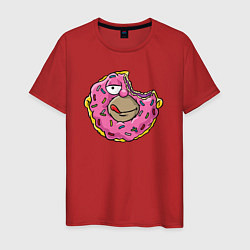 Футболка хлопковая мужская Гомер пончик, цвет: красный