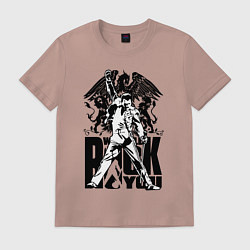 Футболка хлопковая мужская Queen rock you, цвет: пыльно-розовый