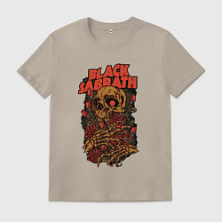 Футболка хлопковая мужская Черный саббат, цвет: миндальный