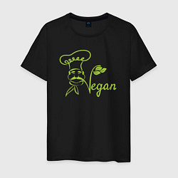 Футболка хлопковая мужская Vegan cook, цвет: черный