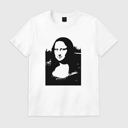 Футболка хлопковая мужская Mona Lisa in black white, цвет: белый