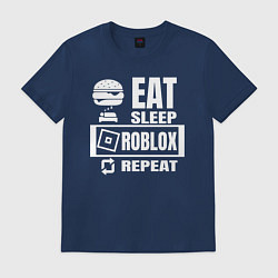 Футболка хлопковая мужская Роблокс на повторе, цвет: тёмно-синий