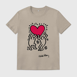 Мужская футболка Человечки с сердцем - поп арт Кит Харинг