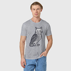 Футболка хлопковая мужская Кошка сова, цвет: меланж — фото 2