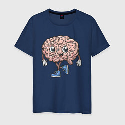 Футболка хлопковая мужская Весёлый мозг, цвет: тёмно-синий