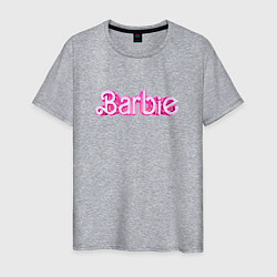 Футболка хлопковая мужская Барби - Фильм Логотип, цвет: меланж