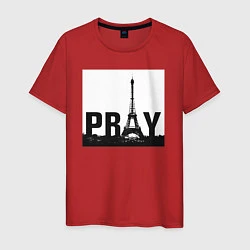 Футболка хлопковая мужская Молись за Париж, цвет: красный