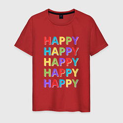 Футболка хлопковая мужская Разноцветное счастье, цвет: красный