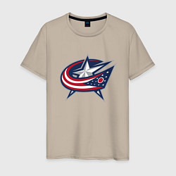 Футболка хлопковая мужская Columbus blue jackets - hockey team - emblem, цвет: миндальный