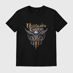 Футболка хлопковая мужская Baldurs Gate 3 - logotype, цвет: черный