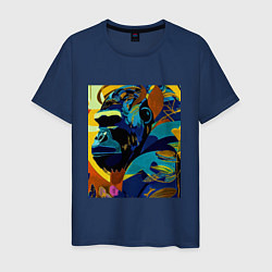 Футболка хлопковая мужская Лесная горилла, цвет: тёмно-синий