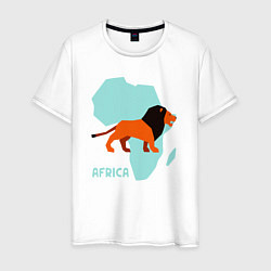 Футболка хлопковая мужская Лев из Африки, цвет: белый