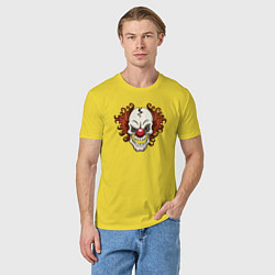 Футболка хлопковая мужская Clown skull, цвет: желтый — фото 2