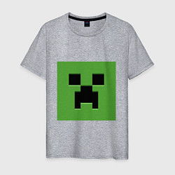 Футболка хлопковая мужская Minecraft creeper face, цвет: меланж