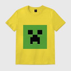 Футболка хлопковая мужская Minecraft creeper face, цвет: желтый