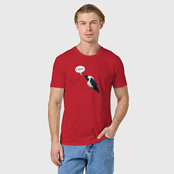 Футболка хлопковая мужская Смешная ворона с надписью, цвет: красный — фото 2