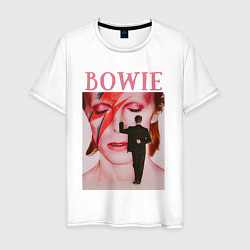 Футболка хлопковая мужская David Bowie 90 Aladdin Sane, цвет: белый