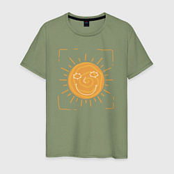 Футболка хлопковая мужская Радостное солнце, цвет: авокадо
