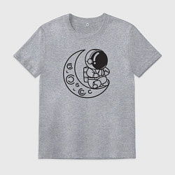 Футболка хлопковая мужская Космонавт йога на луне, цвет: меланж